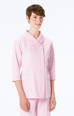 女款 針織護師服上衣<br>伸縮性 荷葉領7分袖 高抗皺<br>HO-9061